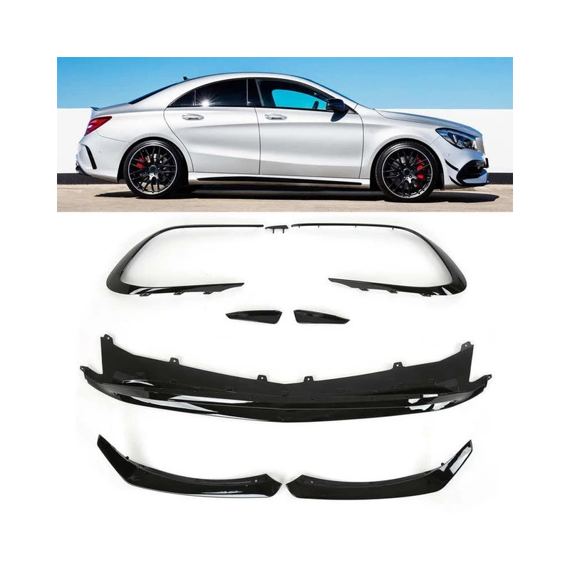 Canards De Pare-chocs Avant Noir Brillant - 2 Pièces Spoiler Aération AMG Line Pour Mercedes CLA C118 / X118 2020+